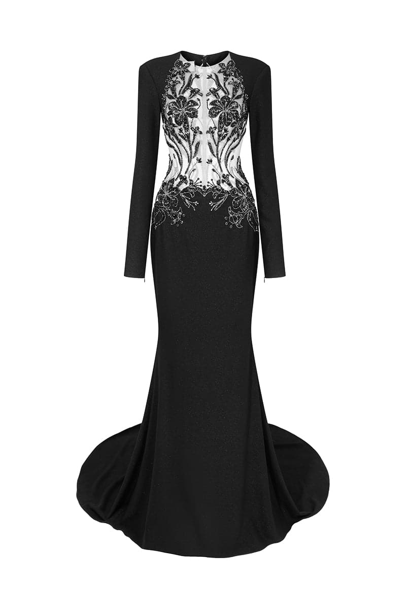 STELLA BLACK MERMAID GOWN - CULT MIA