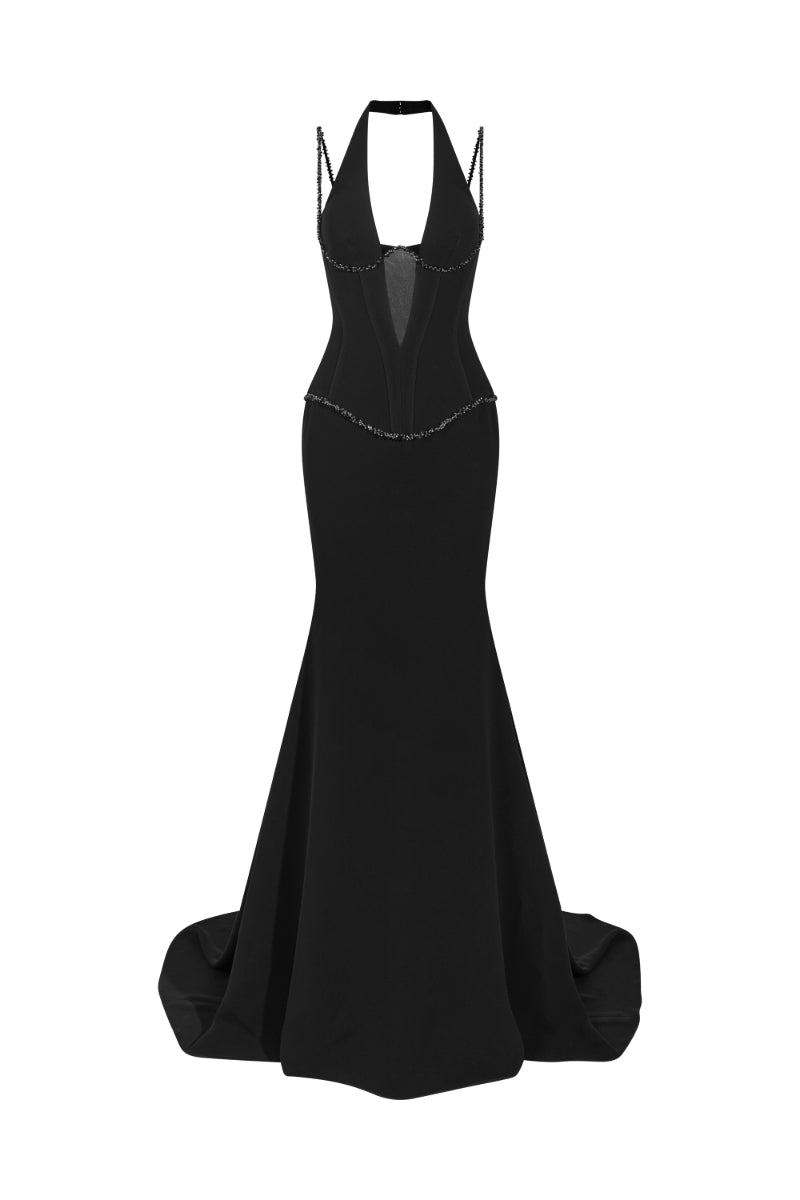 HALTER NOIR GOWN - CULT MIA