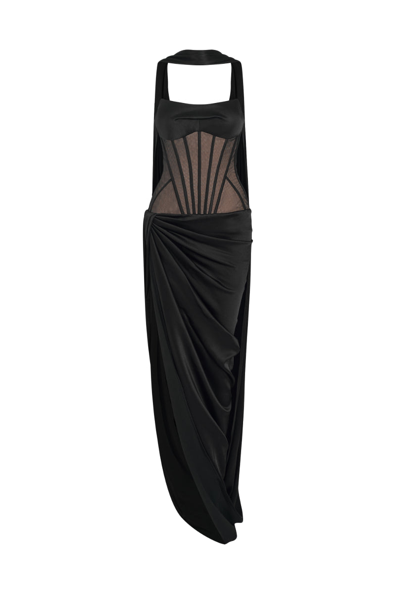 EBONY CORSET GOWN - CULT MIA