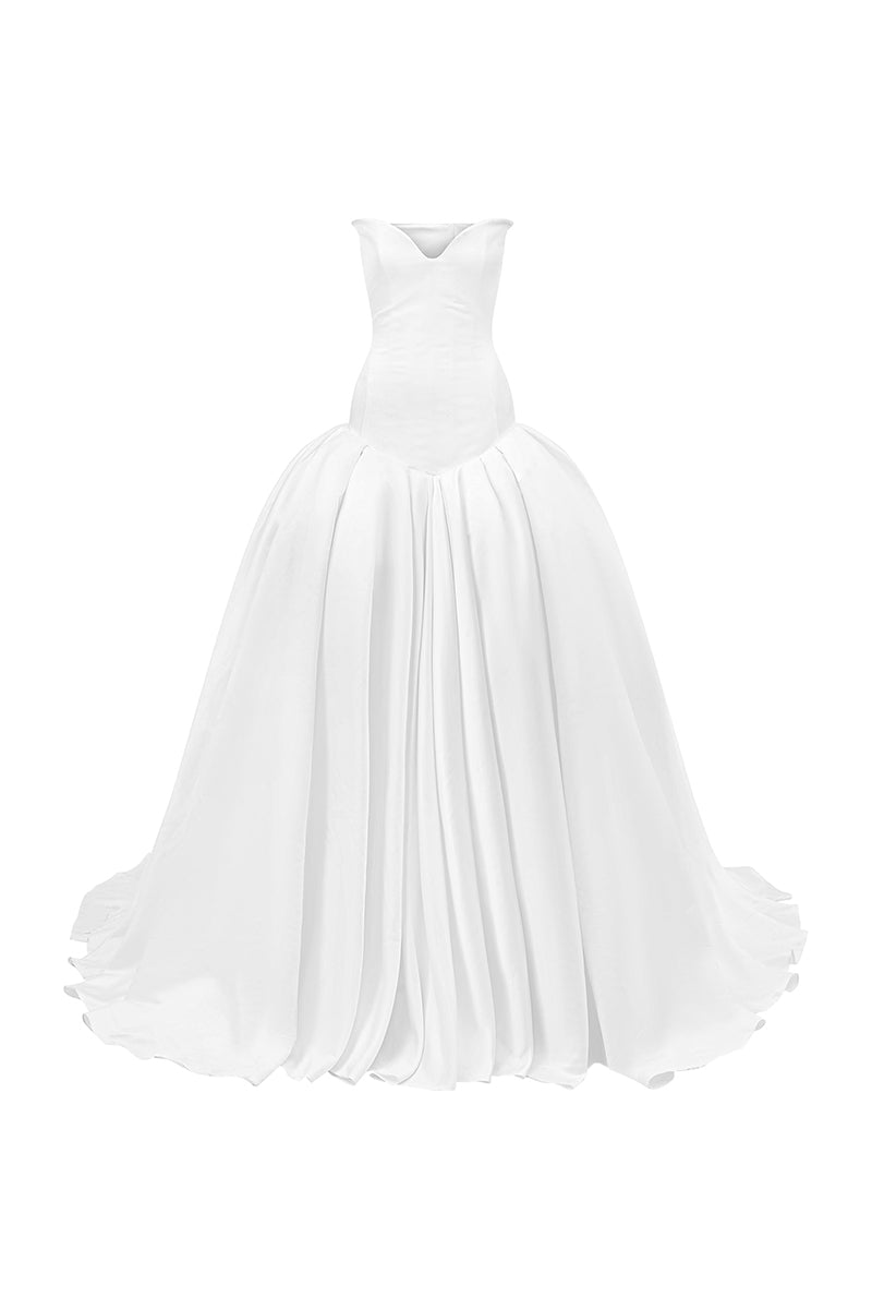 WHITE CUT OUT TOP SILK TAFTA GOWNS - CULT MIA