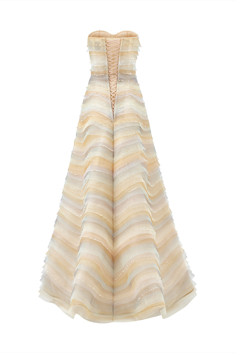 A-LINE SHEER TULLE GOWN - CULT MIA
