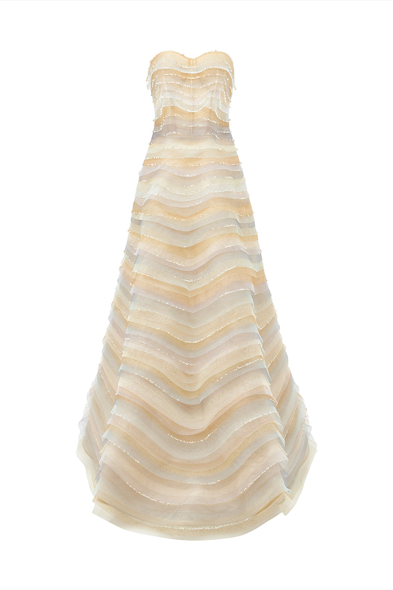 A-LINE SHEER TULLE GOWN - CULT MIA