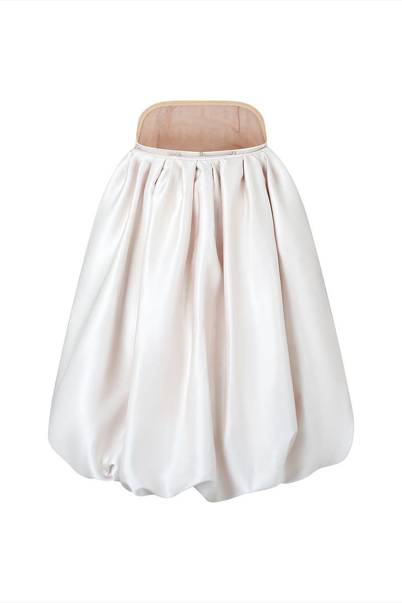 Back view of Phan Huy off-shoulder teardrop mini dress with fitted silhouette and stylish design.