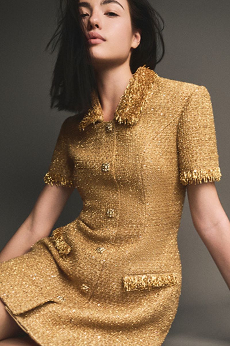 GOLD EMBELLISHED MINI DRESS - CULT MIA