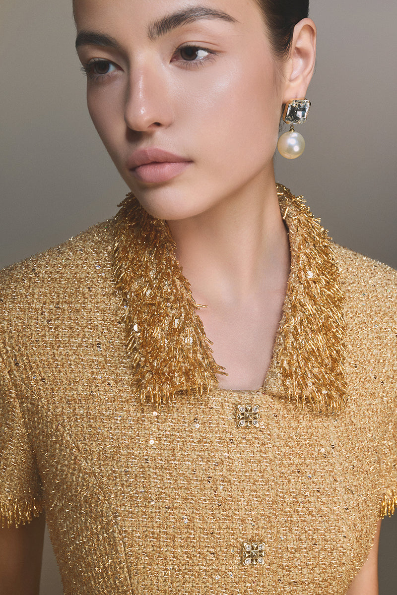 GOLD EMBELLISHED MINI DRESS - CULT MIA
