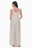 Rebecca Taylor Grace wide leg pants in alabaster fabric, featuring a relaxed fit and flowy silhouette.