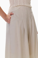 Rebecca Taylor Grace wide-leg pants in alabaster fabric, featuring a relaxed fit and high waist style.