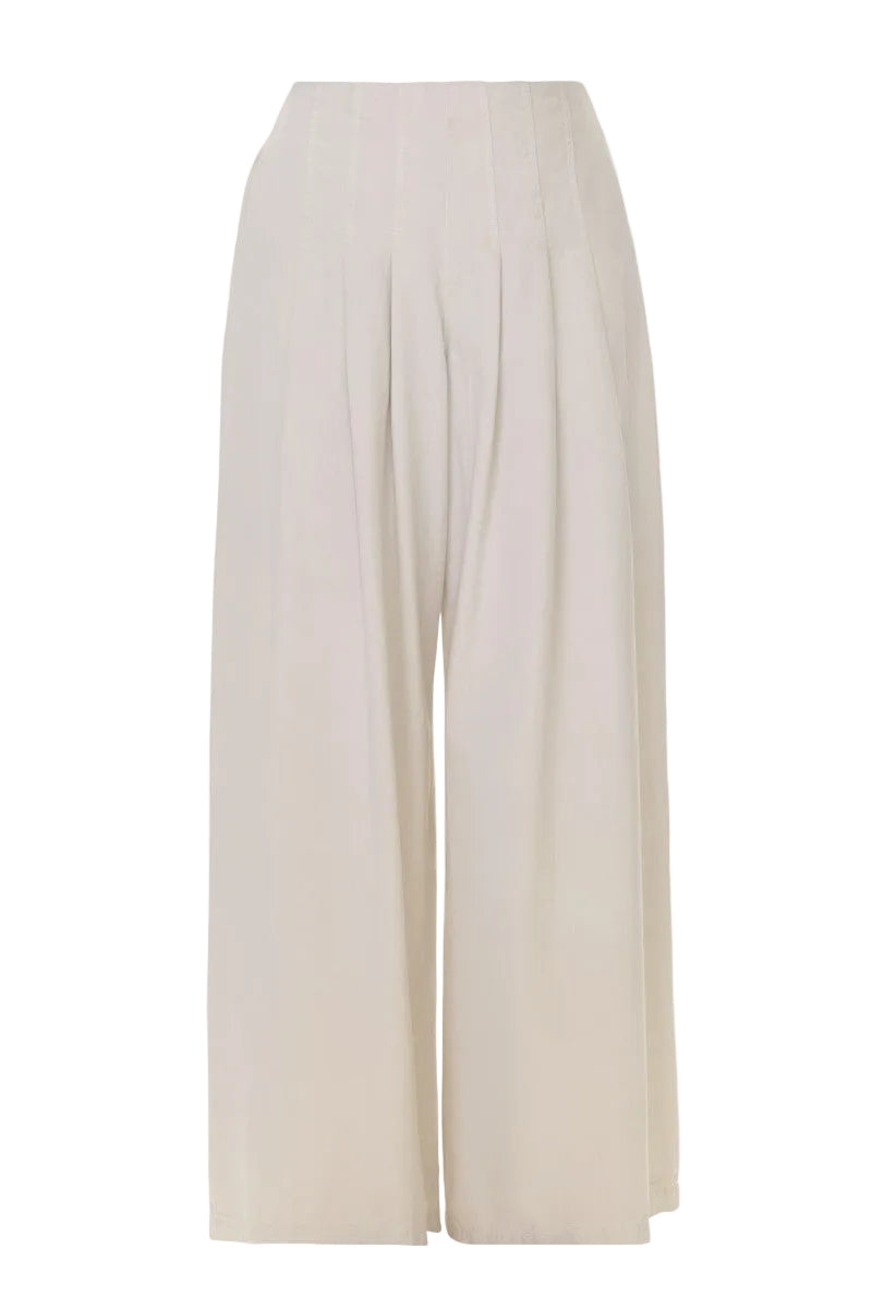 Rebecca Taylor Grace wide leg pants in alabaster fabric, showcasing the relaxed fit and stylish silhouette.