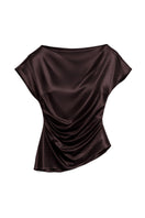 Brown Greek satin top by Acaria Studio, featuring elegant satin fabric and a stylish, fitted design for a sophisticated look.