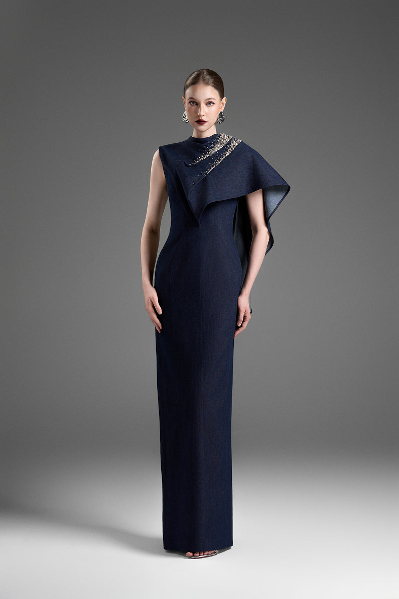 draped a line dress Draped Bardot Corset A Line Dress White