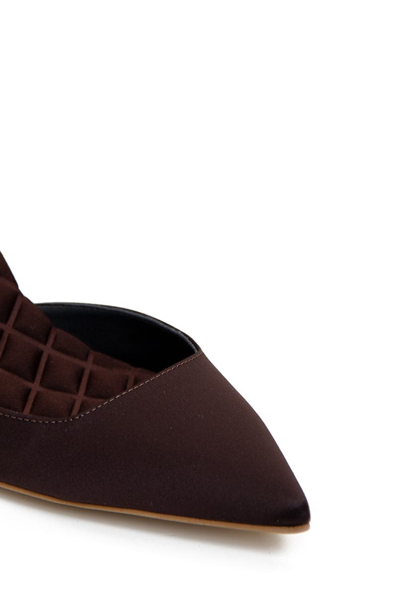 GABRIELLA BROWN SATIN SLINGBACK HEELS - CULT MIA