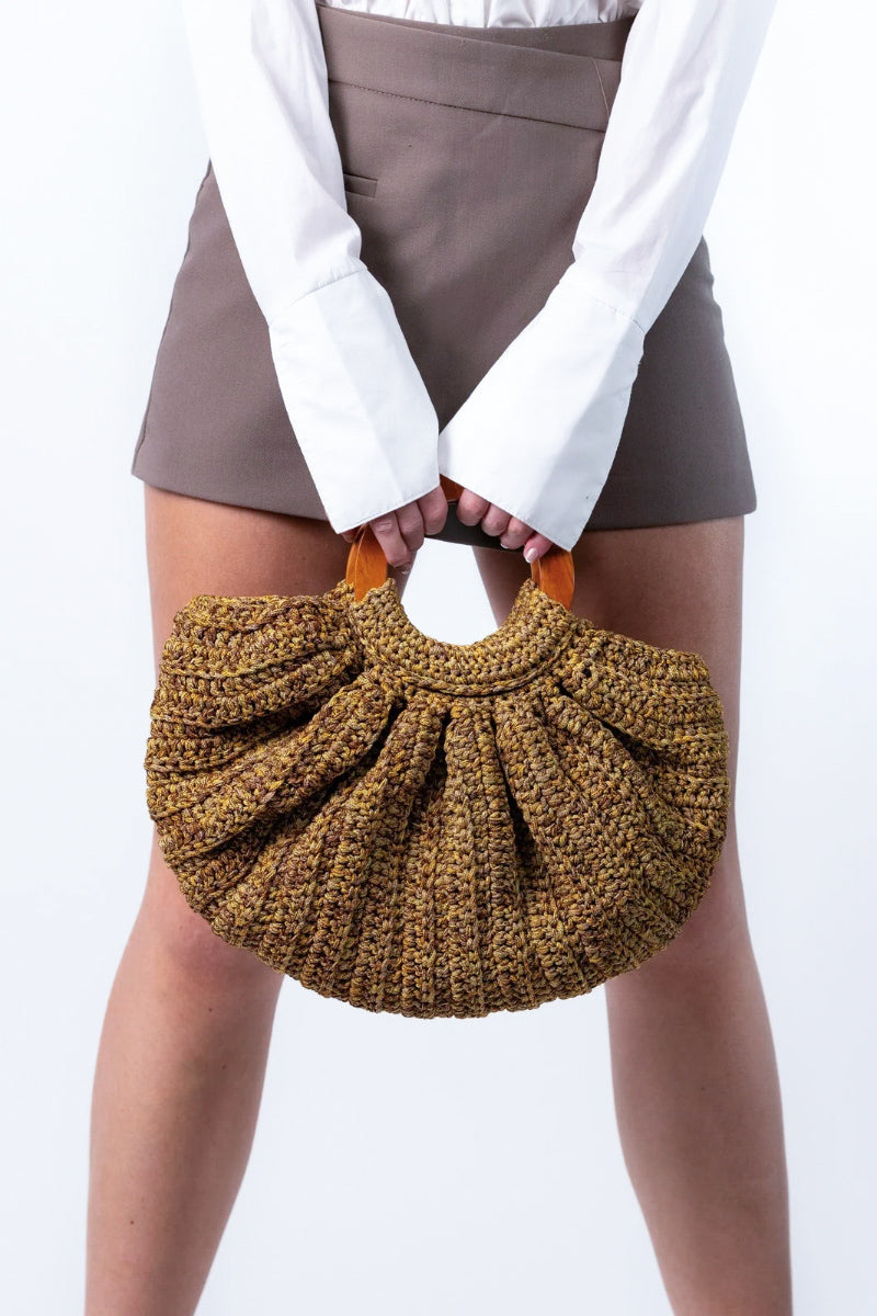Beige Mara Brazil Gaia top handle bag with structured design and top handles, stylish for everyday carry.