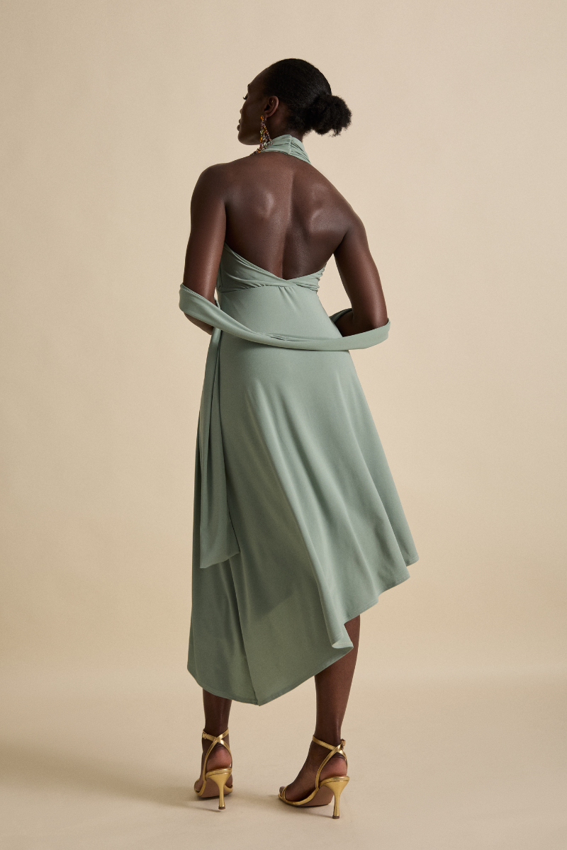 Celestine & Mae GAIA MIDI DRESS IN SMOKE GREEN | Cult Mia Celestine & Mae GAIA MIDI DRESS IN SMOKE GREEN | Cult Mia