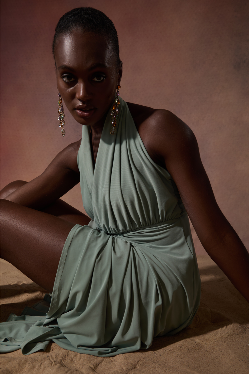 Celestine & Mae GAIA MIDI DRESS IN SMOKE GREEN | Cult Mia Celestine & Mae GAIA MIDI DRESS IN SMOKE GREEN | Cult Mia