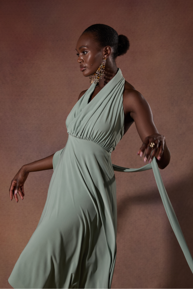 Celestine & Mae GAIA MIDI DRESS IN SMOKE GREEN | Cult Mia Celestine & Mae GAIA MIDI DRESS IN SMOKE GREEN | Cult Mia
