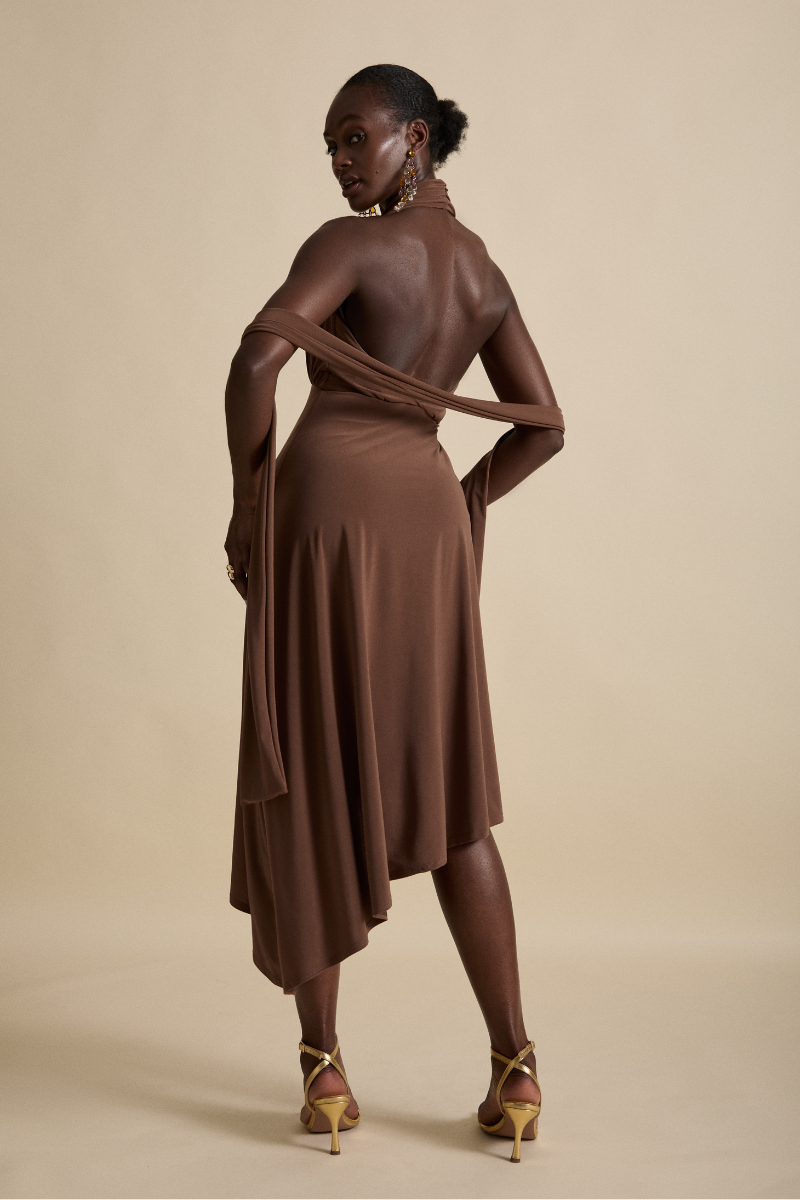 GAIA MIDI DRESS IN WOODSMOKE TAN | CULT MIA GAIA MIDI DRESS IN WOODSMOKE TAN | CULT MIA