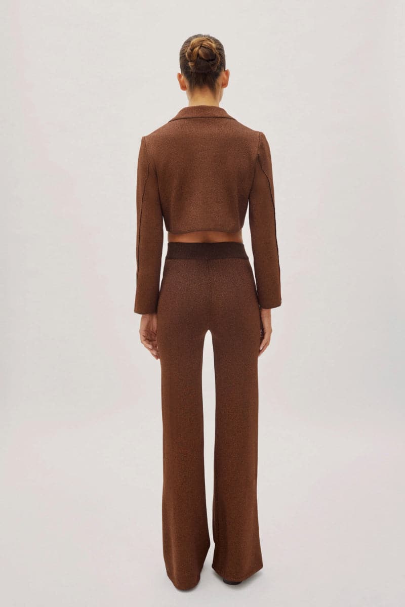 GAIA CHOCOLATE SPARKLE FLARE PANTS - CULT MIA