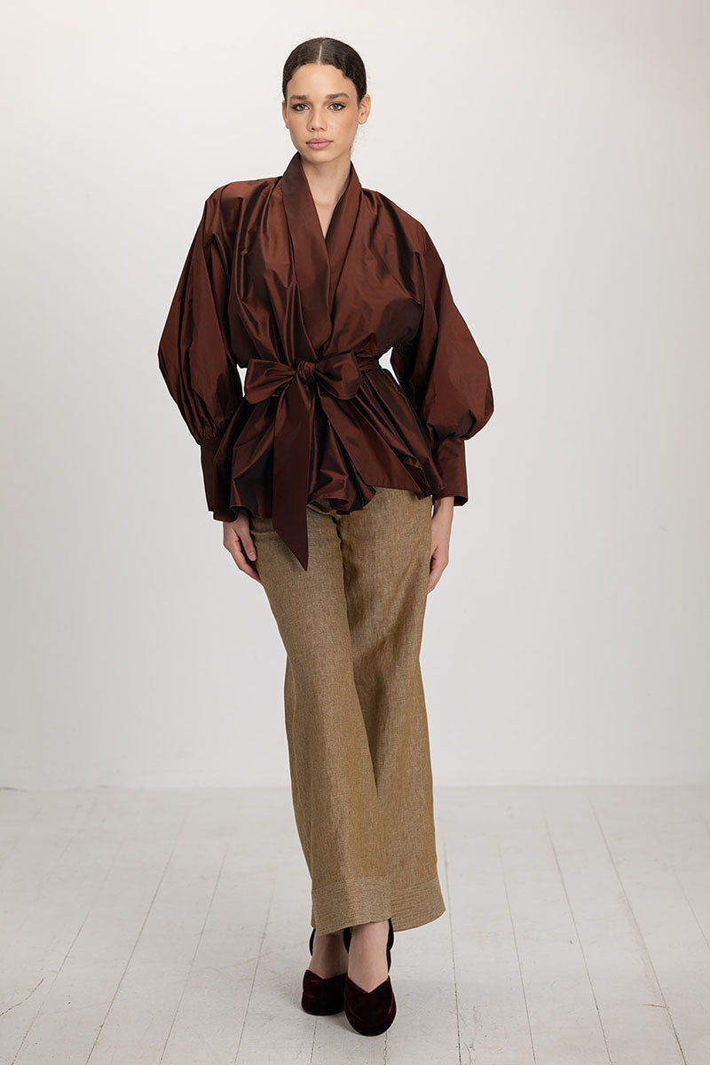 Ana + Maria Gala top in mahogany, stylish women's blouse featuring a flattering fit and elegant design.
