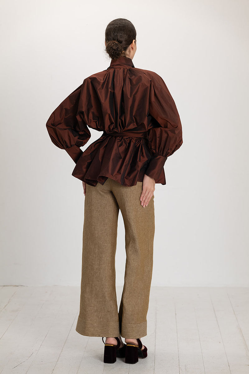 Ana + Maria GALA top in mahogany, stylish sleeveless blouse with a relaxed fit and elegant neckline.