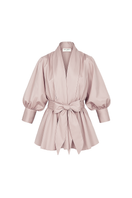 Ana + Maria Gala top in pale pink, stylish women's blouse with soft fabric and elegant design, shown on a model.