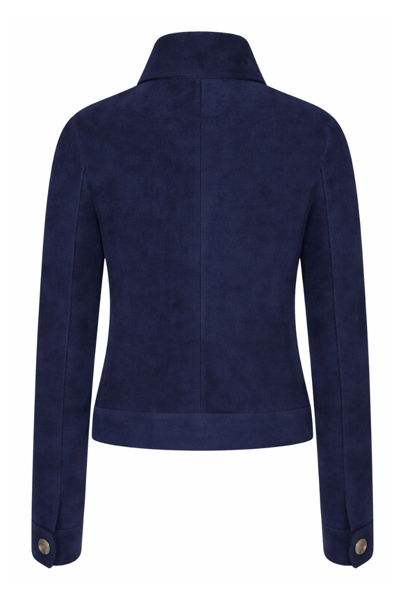 ZUT GAVEA navy blue jacket with a modern design, featuring a zip-up front and stylish collar, suitable for casual wear.