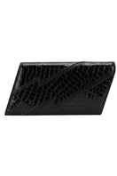 Black Terry de Havilland clutch bag with sleek design, featuring a smooth surface and elegant style for evening occasions.