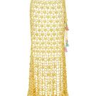 Yellow handmade knit midi skirt by Andreeva featuring a flowy design and textured fabric, perfect for casual or chic outfits.