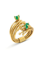 Gold GEO emerald ring by Fenomena featuring a geometric design with a central emerald gemstone set in a stylish gold band.