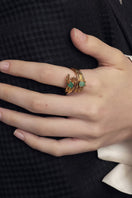 Gold Geo Emerald Ring by Fenomena featuring a vibrant emerald gemstone set in a stylish gold band.