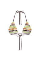 Nelblu LILI top bikini in vibrant orange print with adjustable straps, perfect for beach or poolside swimwear.