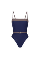 Nelblu Caliz one-piece swimsuit in blue blueberry color, featuring a sleek design with adjustable straps and a fitted silhouette.