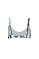 Nelblu Amanecer top bikini in vibrant blue print, featuring a stylish design and supportive fit for beach and pool wear.