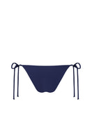 Nelblu LILI bikini bottom in blue printed fabric, showcasing a stylish and comfortable swimwear design for beachwear or poolside.
