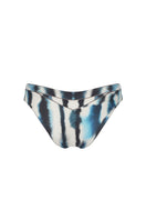 Nelblu Amanecer bikini bottom with full coverage in vibrant blue printed fabric, designed for comfortable beachwear.