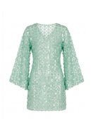 Nur Karaata Esplanade Palm Beach mini dress on ghost mannequin, showcasing a stylish and vibrant mini dress design.