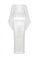 Nur Karaata rosemary co-ord set displayed on ghost mannequin, featuring a stylish top and matching pants in a coordinated design.
