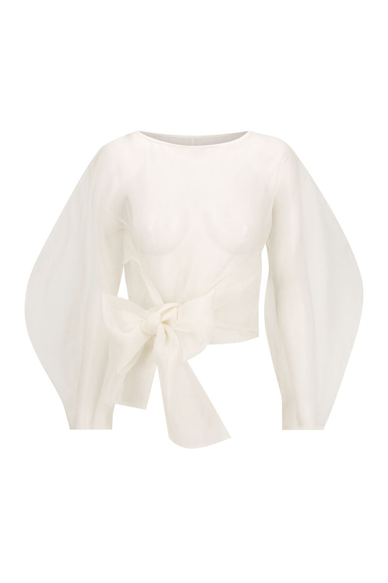 ROOHI ORGANZA TOP IN PEARL