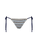 Nelblu LILI bikini bottom in blue printed fabric, shown in ghost image, perfect for stylish swimwear and beachwear.
