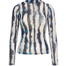 Nelblu SASSI cover-up in blue print, flowy and lightweight, perfect for beach or poolside wear, shown in ghost image.