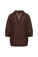 Nelblu Aurora top in brown, cozy sweater with a relaxed fit, featuring a soft knit texture and stylish design.
