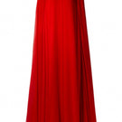 Red silk chiffon kaftan gown by SemSem featuring flowing fabric and elegant drape, perfect for stylish evening wear.