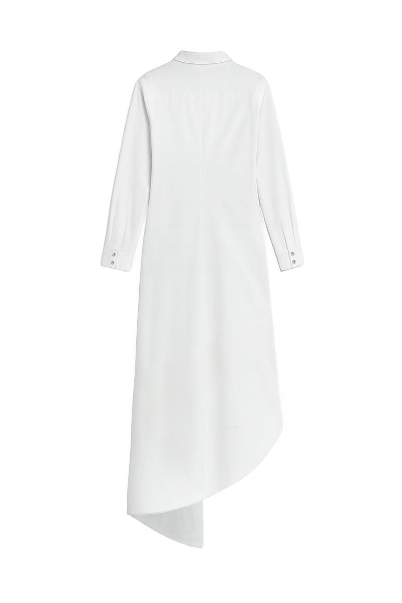 ASYMMETRIC EGYPTIAN COTTON SHIRT DRESS IN WHITE - CULT MIA