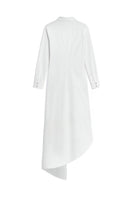 White asymmetrical Egyptian cotton shirt dress by SemSem, featuring a loose fit and stylish maxi length.