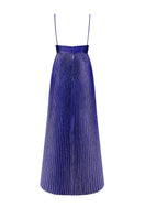 Purple silk-blend plissé lamé maxi gown by SemSem featuring draped design and elegant flowing silhouette.