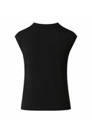 Black jersey top by SemSem featuring gold hardware, displayed on a mannequin with a sleek, modern design.