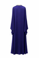 Indigo CULT MIA X SEMSEM silk kaftan dress with crystal embellishments, flowing maxi style, elegant and luxurious in appearance.