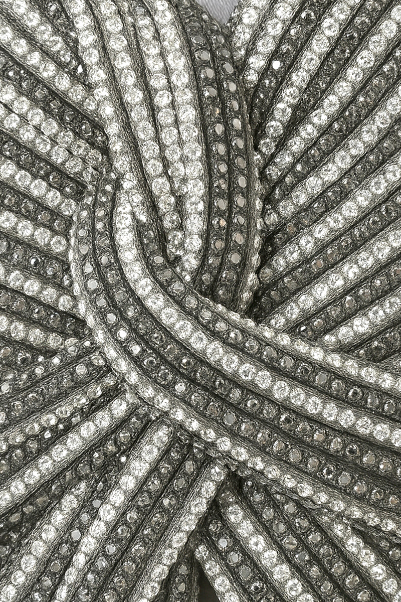 CRYSTAL CORD EMBELLISHED TOP IN SILVER - CULT MIA