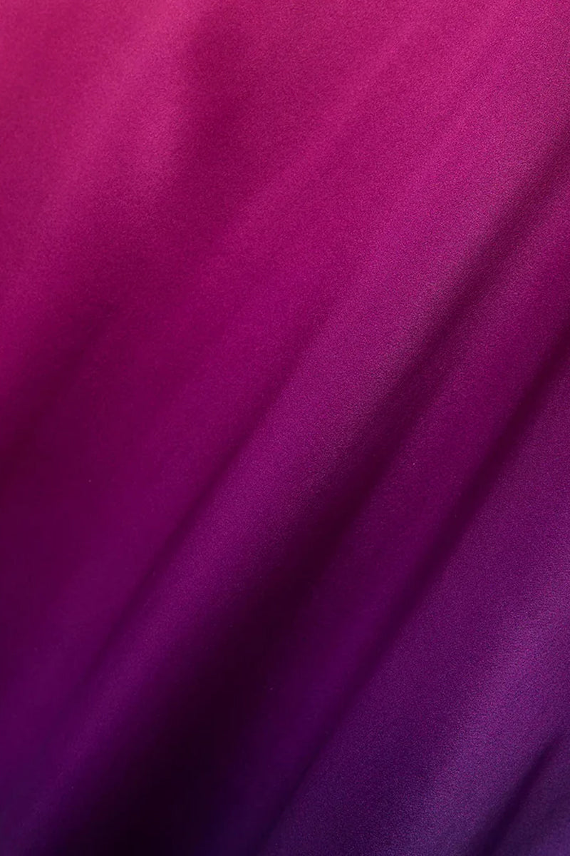 ONE-SHOULDER OMBRÉ SILK-CHARMEUSE KAFTAN IN OMBRE - CULT MIA