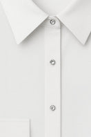White asymmetrical Egyptian cotton shirt dress by SemSem, featuring a loose fit and detailed neckline in a maxi dress style.