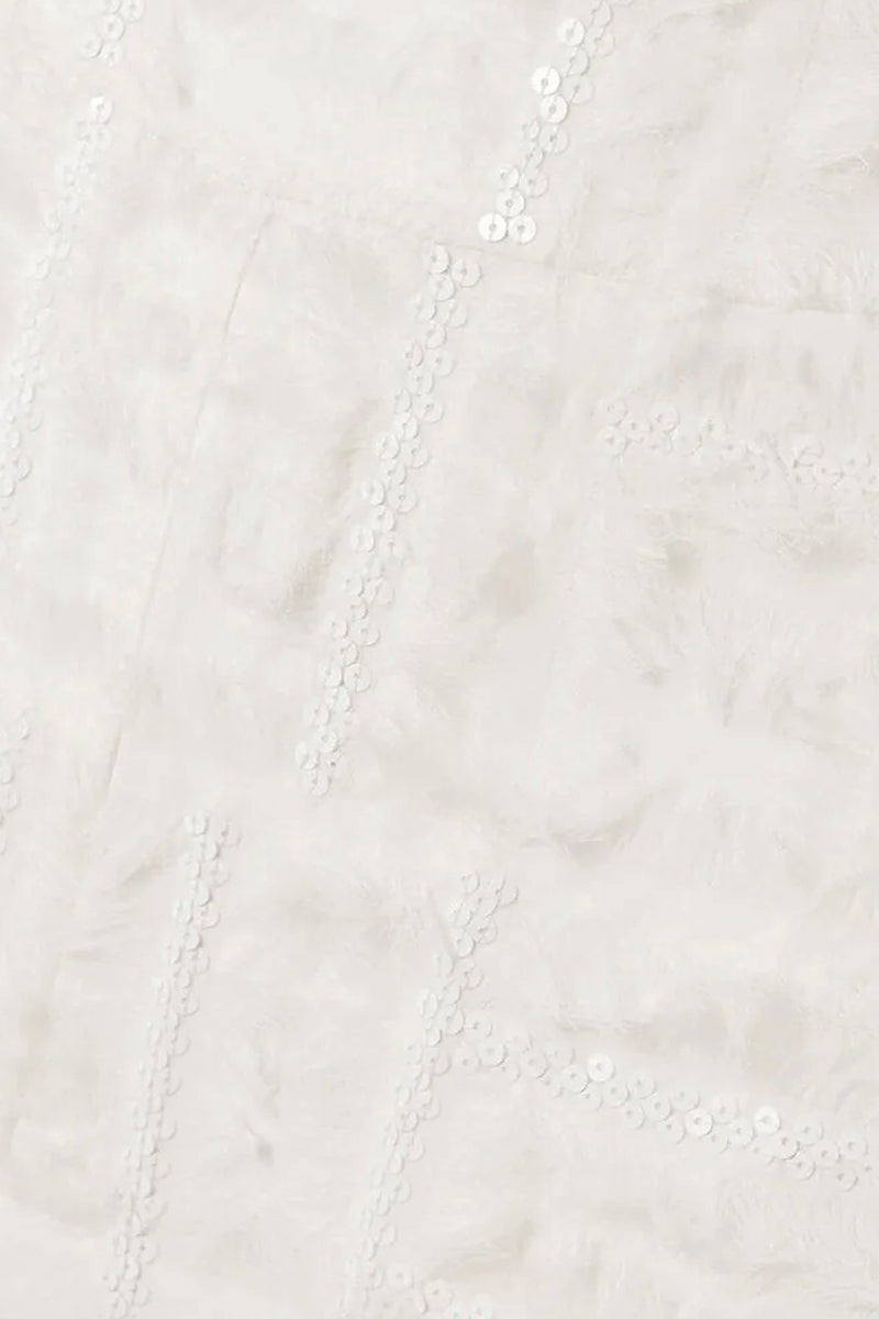 White silk chiffon wide-leg pants with embellishments by SemSem, featuring flowing fabric and decorative details.